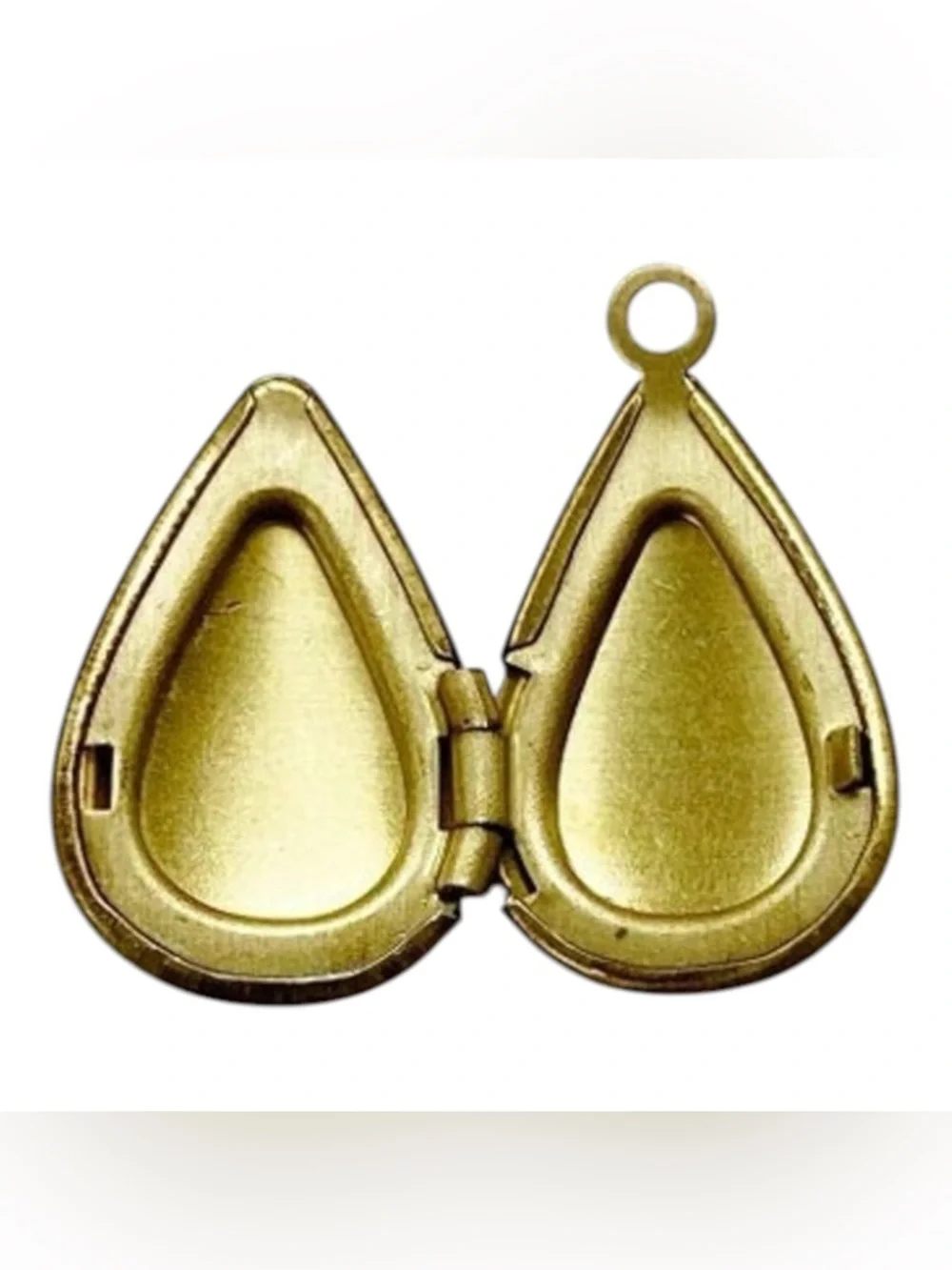 Vintage Teardrop Shaped Brass Locket, Functional, 15mm Tall, Deadstock